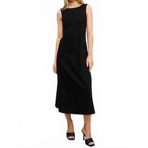 NEW MIMOSA midi dress with side ring metal cut out in black